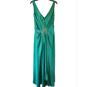 Cassandra STONE EMERALD SATIN Maxi Dress